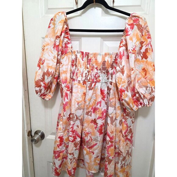 NWT Abercrombie & Fitch Floral Puff Sleeve Mini Dress Size XL - Picture 3 of 13